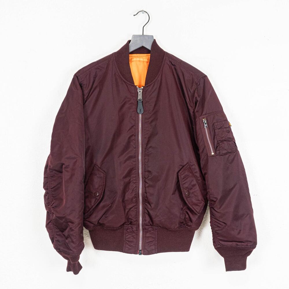 Alpha Industries MA-1 Flight Bomber Jacket in Burgundy Red size Small